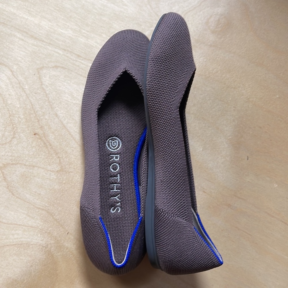 Retired Mink Mauve Purple Brown Neutral Rothys Flat Shoes Size 7.5 - Picture 3 of 5